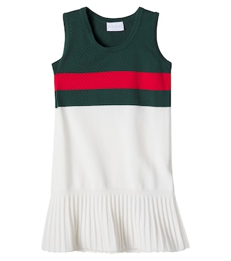 Web Stripe pointelle cotton dress | Gucci Kids