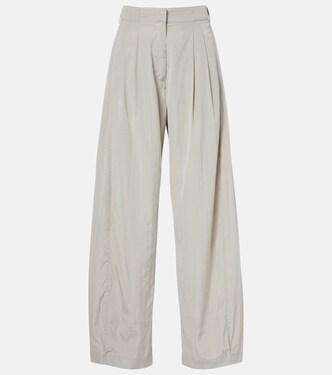 Pleated silk-blend straight pants | The Row