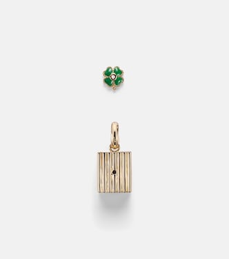 Set aus einzelnem Ohrring Trèfle aus 9kt Gelbgold und Diamanten und Anhänger Le Cubo | Yvonne Léon