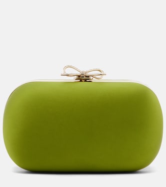 Bow embellished satin clutch | Self-Portrait