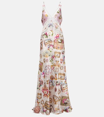 Lace-trimmed printed silk maxi dress | Camilla