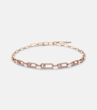 Move Link 18kt rose gold choker with diamonds | Messika