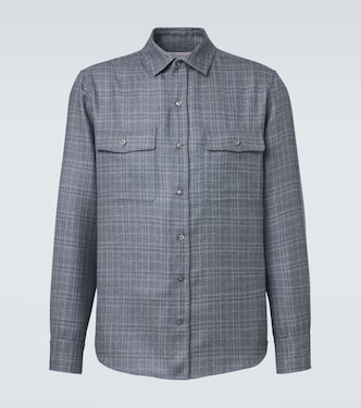 Checked wool, silk, and linen shirt | Agnona
