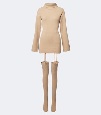 Cursa ribbed-knit wool minidress and tights set | Aya Muse