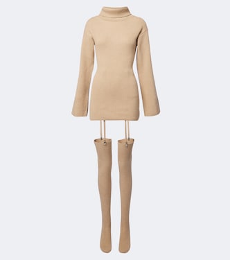 Cursa ribbed-knit wool minidress and tights set | Aya Muse
