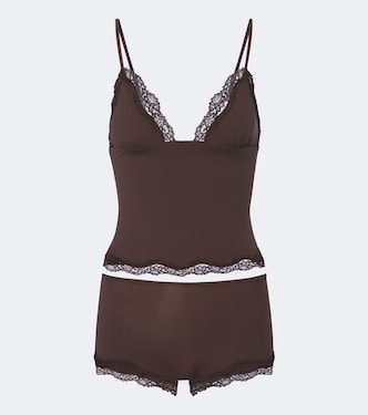 Fits Everybody lace-trimmed top and boy shorts set | Skims