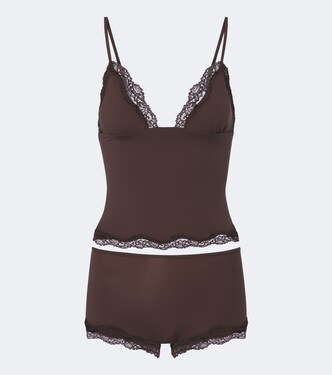 Fits Everybody lace-trimmed top and boy shorts set | Skims