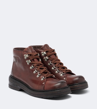 Leather lace-up boots | Miu Miu