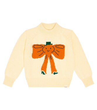 Bow knitted cotton-blend sweater | Tinycottons
