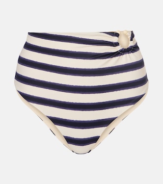 Striped high-rise bikini bottoms | Johanna Ortiz