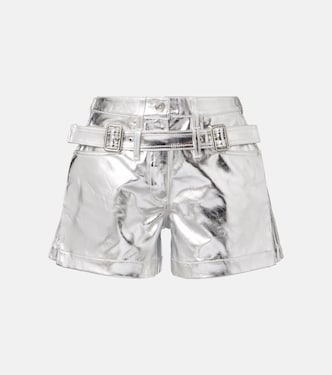 Metallic cotton high-rise shorts | Rabanne