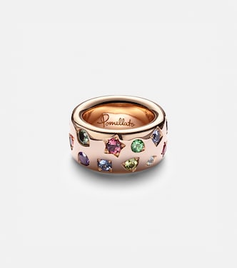 Iconica Large 18kt rose gold ring with gemstones | Pomellato