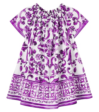Majolica printed cotton poplin dress | Dolce&Gabbana Kids
