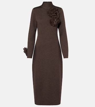 Robe midi en laine mélangée | Oscar de la Renta