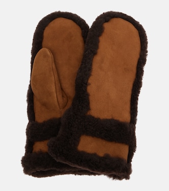 Shearling-trimmed leather mittens | Yves Salomon