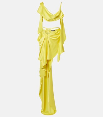 Draped satin top and skirt set | David Koma