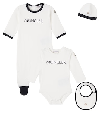 Baby cotton jersey beanie, bib, bodysuit, and onesie set | Moncler Enfant