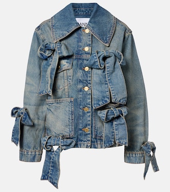 Bow-detail denim jacket | Ganni