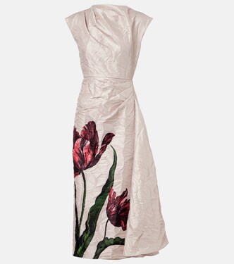Robe midi en satin à fleurs | Erdem