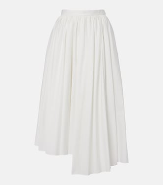 Falda midi asimétrica de popelín de algodón | Self-Portrait