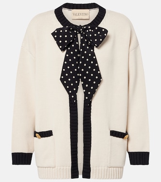 Bow-detail cotton-blend cardigan | Valentino