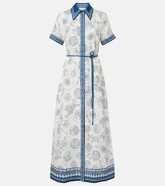 Lucky belted printed linen shirt dress | Alémais