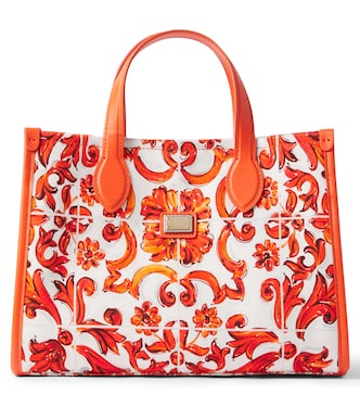 Majolica leather-trimmed canvas tote bag | Dolce&Gabbana Kids