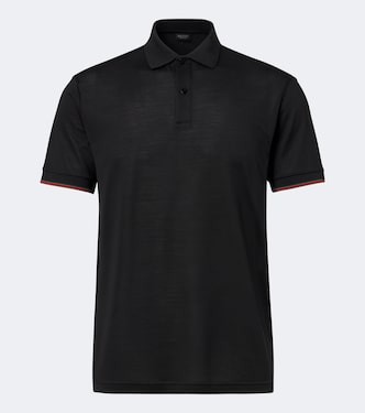 Web Stripe silk jersey polo shirt | Gucci