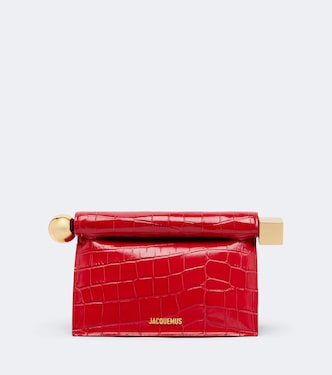 Rond Carré Small croc-effect leather clutch | Jacquemus