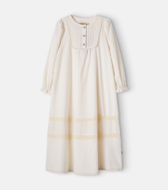 Lucia crochet-trimmed cotton pajama dress | Wheat