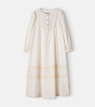 Lucia crochet-trimmed cotton pajama dress | Wheat
