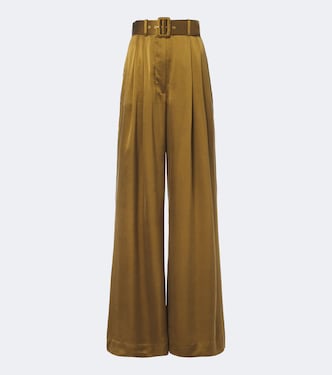 Belted pleated silk wide-leg pants | Zimmermann
