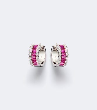 Ohrringe Baguette Love aus 18kt Weißgold mit Diamanten und Rubinen | Bucherer Fine Jewellery
