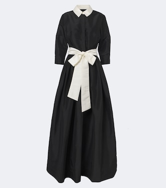 Julisse bow-detail pleated taffeta gown | Simkhai