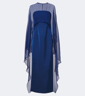 Fiora caped organza-trimmed gown | Simkhai
