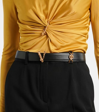 Virtus leather belt in black - Versace | Mytheresa
