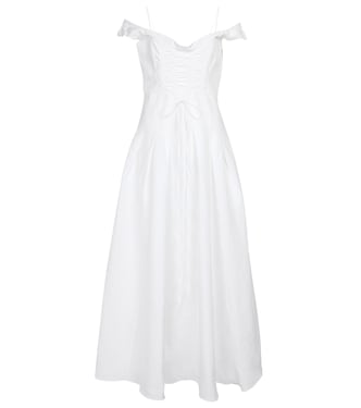 Robe midi en coton, lin et soie | Brock Collection