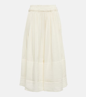 Cotton and linen midi skirt | Tory Burch