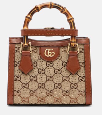 Tote Bag Diana Mini GG aus Canvas mit Kristallen | Gucci