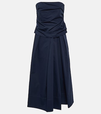 Strapless cotton and silk midi dress | CO