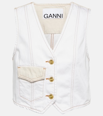 Cropped denim vest | Ganni
