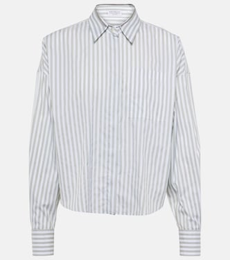 Striped cotton and silk poplin shirt | Brunello Cucinelli