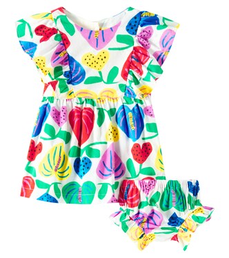 Baby printed cotton dress and bloomers set | Fábula