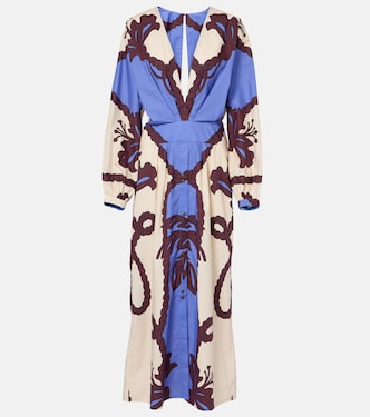 Latitud Marina printed cotton midi dress | Johanna Ortiz
