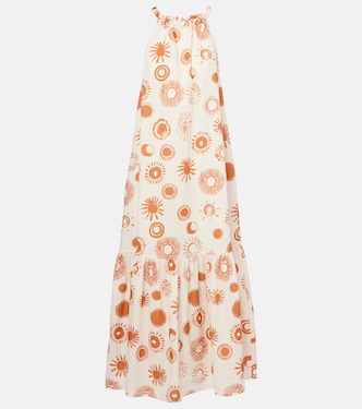 Robe longue Ibiza imprimée en lin et coton | Asceno
