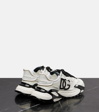 Day Faster DG suede-trimmed sneakers in white - Dolce Gabbana