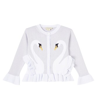 Ruffled cotton-blend jacquard cardigan | Stella McCartney Kids