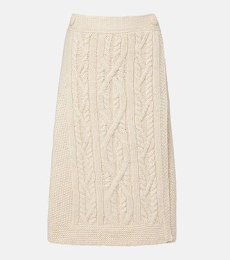 Cable-knit wool and mohair midi skirt | Moncler Grenoble