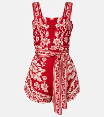 Playsuit Guanacaste Red aus einem Leinengemisch | Farm Rio