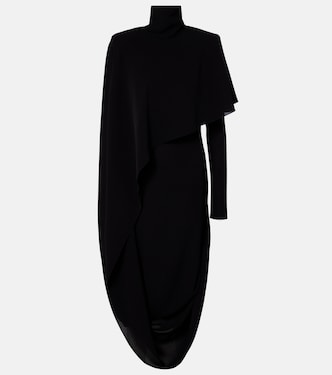 Asymmetric caped crêpe midi dress | Mugler